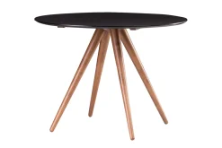 Miliboo Table À Manger Fixe-Table à manger ronde design noyer et noir D106 cm WALFORD