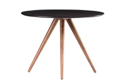 Miliboo Table À Manger Fixe-Table à manger ronde design noyer et noir D106 cm WALFORD