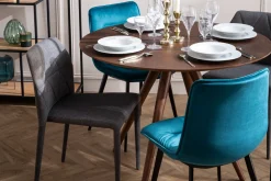 Miliboo Table À Manger Fixe-Table à manger ronde design noyer D106 cm WALFORD