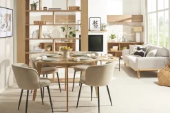 Miliboo Table Extensible-Table à manger ronde extensible finition chêne L120-150 cm LEENA