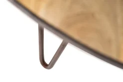 Miliboo Table À Manger Fixe-Table à manger ronde industrielle bois manguier massif et métal D125 cm ATELIER