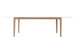 Miliboo Table Extensible-Table à manger scandinave extensible blanche pieds bois rectangulaire L180-260 cm DELAH