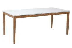 Miliboo Table Extensible-Table à manger scandinave extensible blanche pieds bois rectangulaire L180-260 cm DELAH