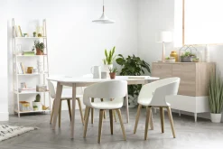 Miliboo Table À Manger Fixe-Table à manger scandinave blanc et bois clair rectangulaire L150 cm LEENA