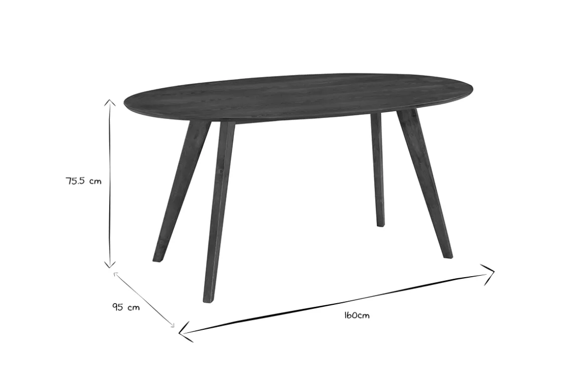 Miliboo Table À Manger Fixe-Table à manger vintage ovale noyer L160 cm MARIK