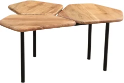 Miliboo Table Basse-Table basse 3 plateaux bois massif et métal noir L95 cm SUZANE