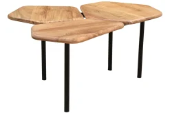 Miliboo Table Basse-Table basse 3 plateaux bois massif et métal noir L95 cm SUZANE