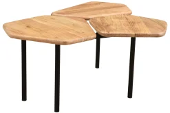 Miliboo Table Basse-Table basse 3 plateaux bois massif et métal noir L95 cm SUZANE