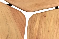 Miliboo Table Basse-Table basse 3 plateaux bois massif et métal noir L95 cm SUZANE