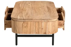 Miliboo Table Basse-Table basse avec rangements en bois massif et métal noir 4 tiroirs L115 cm NAPOLI