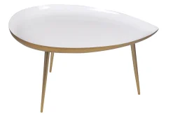 Miliboo Table Basse-Table basse design en acier laqué blanc et doré L80 cm DROP