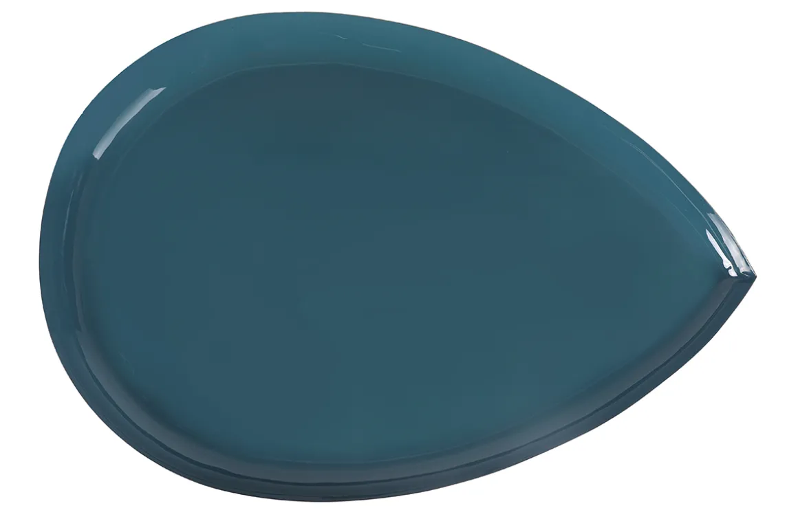 Miliboo Table Basse-Table basse design en acier laqué bleu canard et doré L80 cm DROP