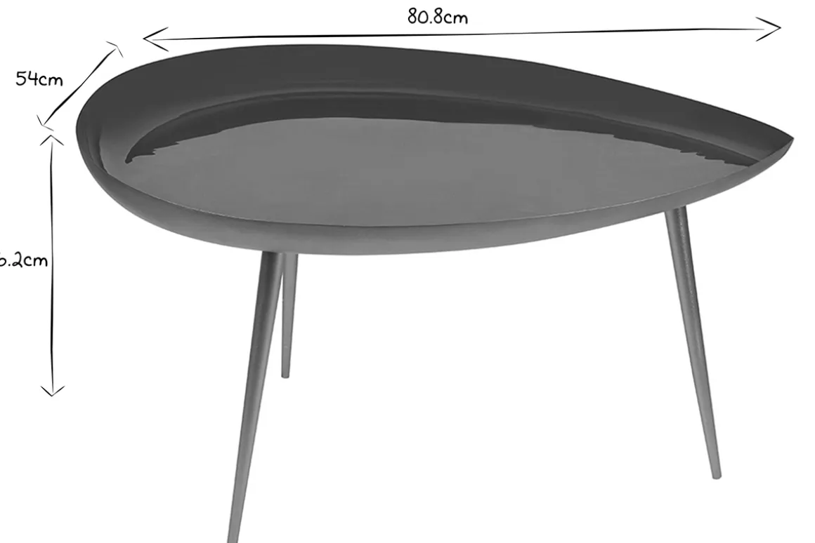 Miliboo Table Basse-Table basse design en acier laqué bleu canard et doré L80 cm DROP