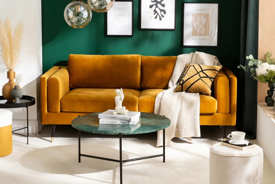 Miliboo Table Basse-Table basse design ronde en marbre vert D90 cm BUMCELLO