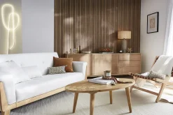 Miliboo Table Basse-Table basse ovale ethnique bois manguier massif gravé L100 cm KAFFIR