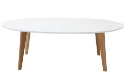 Miliboo Table Basse-Table basse ovale scandinave blanc et bois clair chêne L120 cm EKKA