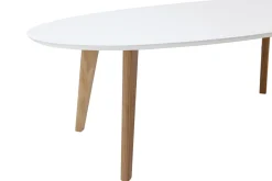 Miliboo Table Basse-Table basse ovale scandinave blanc et bois clair chêne L120 cm EKKA