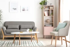 Miliboo Table Basse-Table basse ovale scandinave blanc et bois clair chêne L120 cm EKKA