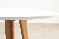 Miliboo Table Basse-Table basse ovale scandinave blanc et bois clair chêne L120 cm EKKA