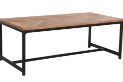 Miliboo Table Basse-Table basse rectangulaire à motifs chevrons en bois massif et métal noir L120 cm STICK