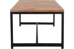Miliboo Table Basse-Table basse rectangulaire à motifs chevrons en bois massif et métal noir L120 cm STICK