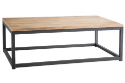 Miliboo Table Basse-Table basse rectangulaire bois clair manguier massif et métal noir L120 cm FACTORY