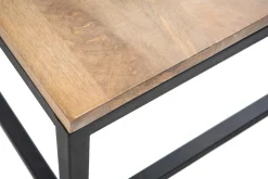 Miliboo Table Basse-Table basse rectangulaire bois clair manguier massif et métal noir L120 cm FACTORY