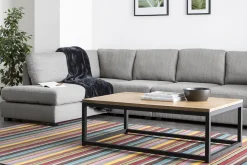 Miliboo Table Basse-Table basse rectangulaire bois clair manguier massif et métal noir L120 cm FACTORY