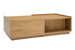 Miliboo Table Basse-Table basse rectangulaire avec rangements 2 tiroirs finition bois clair chêne L120 cm MADERO