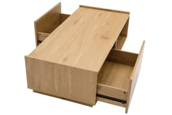 Miliboo Table Basse-Table basse rectangulaire avec rangements 2 tiroirs finition bois clair chêne L120 cm MADERO