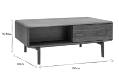 Miliboo Table Basse-Table basse rectangulaire avec rangements bois foncé noyer L100 cm SUVA