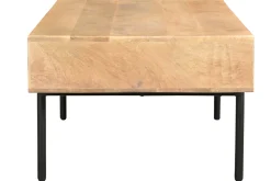 Miliboo Table Basse-Table basse rectangulaire avec rangements 2 tiroirs en bois manguier massif et métal noir L100 cm JUDE