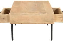 Miliboo Table Basse-Table basse rectangulaire avec rangements 2 tiroirs en bois manguier massif et métal noir L100 cm JUDE