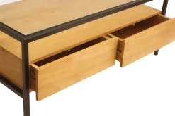 Miliboo Table Basse-Table basse rectangulaire avec rangements en bois manguier massif, verre et métal noir L100 cm SITA