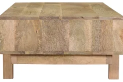 Miliboo Table Basse-Table basse rectangulaire avec rangements bois manguier massif gravé et détails dorés L100 cm ZAIKA