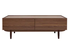 Miliboo Table Basse-Table basse rectangulaire avec rangements 2 tiroirs finition bois foncé noyer L120 cm SANAA