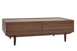 Miliboo Table Basse-Table basse rectangulaire avec rangements 2 tiroirs finition bois foncé noyer L120 cm SANAA