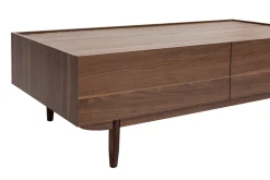 Miliboo Table Basse-Table basse rectangulaire avec rangements 2 tiroirs finition bois foncé noyer L120 cm SANAA
