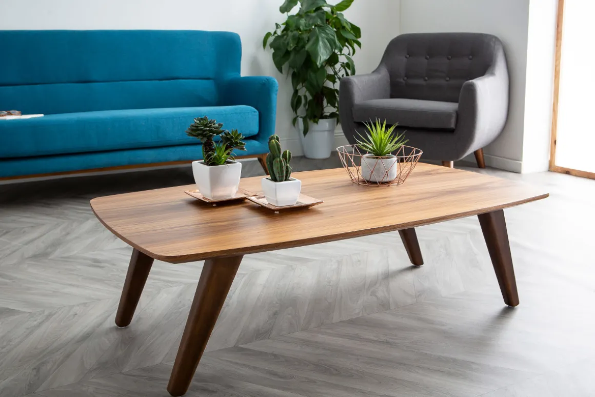 Miliboo Table Basse-Table basse rectangulaire vintage bois foncé noyer L120cm FIFTIES