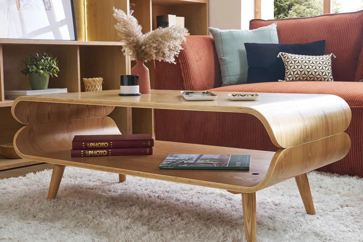 Miliboo Table Basse-Table basse rectangulaire scandinave bois clair L118 cm TAKLA