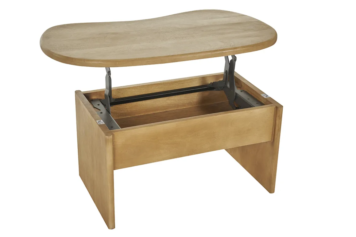 Miliboo Table Basse-Table basse relevable design haricot avec rangement en bois manguier massif L95 cm KOKOA