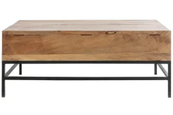 Miliboo Table Basse-Table basse relevable industrielle bois manguier massif et métal noir L110 cm YPSTER