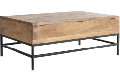Miliboo Table Basse-Table basse relevable industrielle bois manguier massif et métal noir L110 cm YPSTER