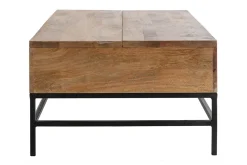 Miliboo Table Basse-Table basse relevable industrielle bois manguier massif et métal noir L110 cm YPSTER