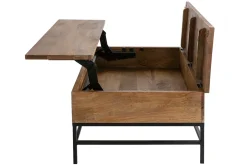 Miliboo Table Basse-Table basse relevable industrielle bois manguier massif et métal noir L110 cm YPSTER