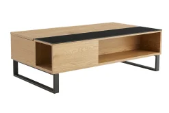 Miliboo Table Basse-Table basse relevable rectangulaire bois clair et métal noir L110 cm WYNN