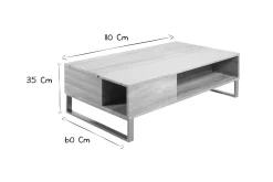 Miliboo Table Basse-Table basse relevable rectangulaire bois clair et métal noir L110 cm WYNN