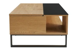 Miliboo Table Basse-Table basse relevable rectangulaire bois clair et métal noir L110 cm WYNN