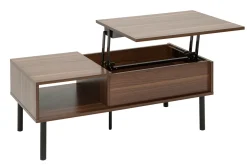 Miliboo Table Basse-Table basse relevable rectangulaire bois foncé finition noyer et métal noir L100 cm KANE