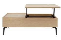 Miliboo Table Basse-Table basse relevable rectangulaire bois clair finition chêne et métal noir L103 cm SEDA